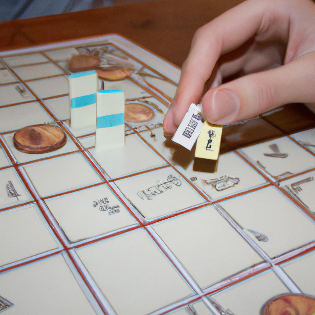 Person playing tile-based board game