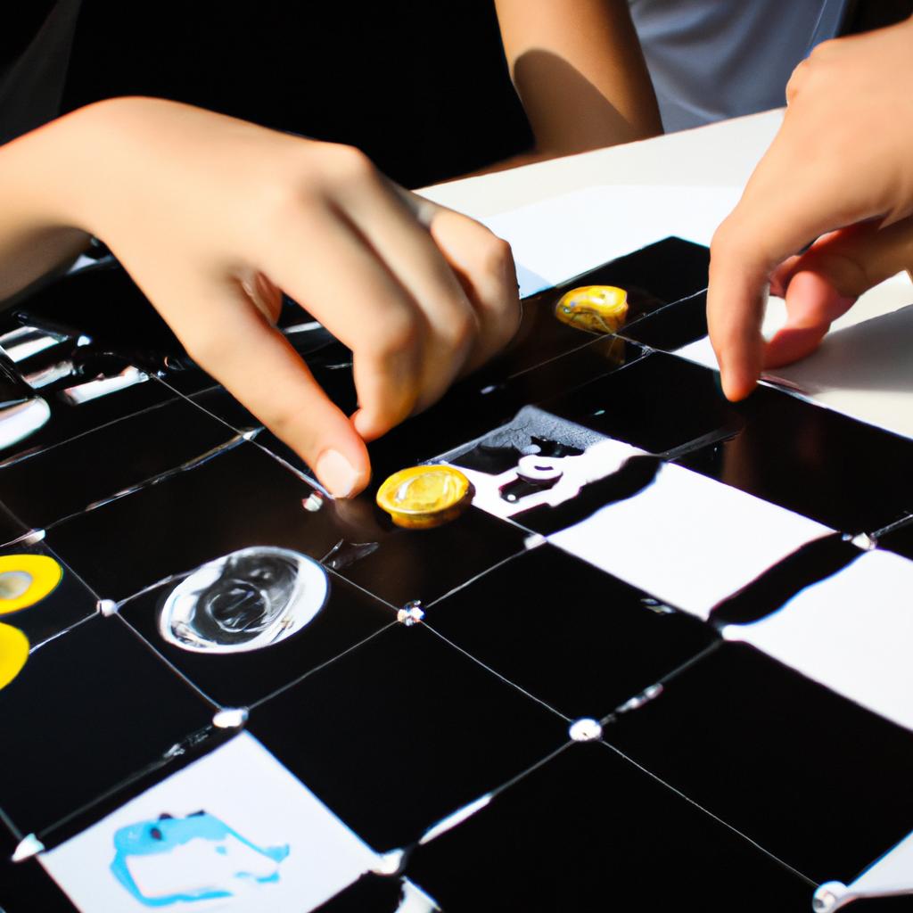 Person playing board game cooperatively