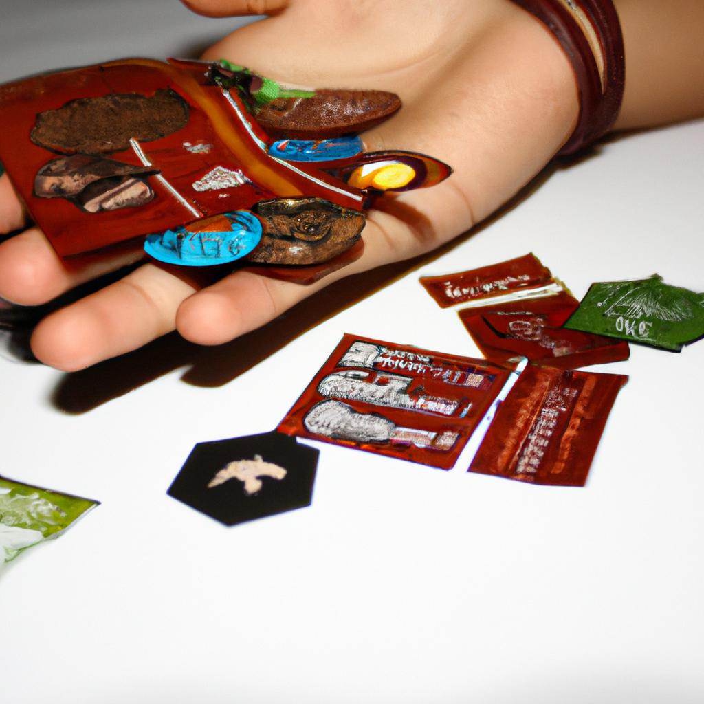Person holding board game components