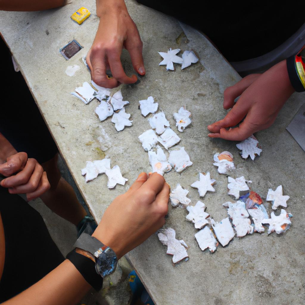 Person playing cooperative puzzle game