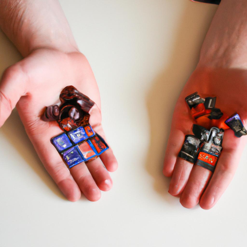 Person holding board game components